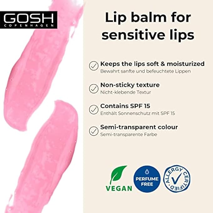 gosh TINTED LIP BALM WITH SPF 15 I VEGAN LIP BALM PEN WITH COLOUR IN PINK ROSE (005) I SOFT LIPS WITHOUT STICKING I FRAGRANCE-FREE GLOSSY BOOSTER I MOISTURISING LIP BALM - Image 2